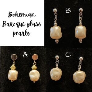 Rare Vintage Bohemian Baroque Glass Pearl Bead Earrings